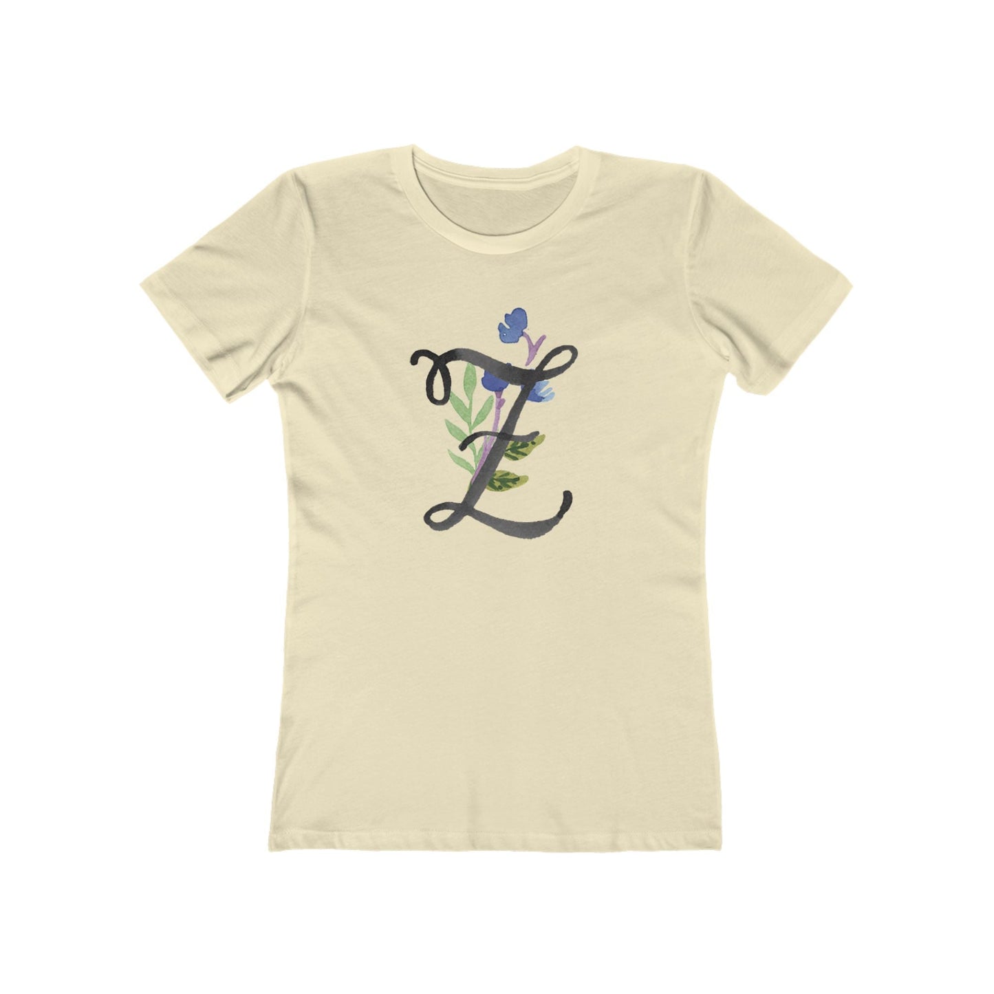 Clothing Stuff > Shirts & Tops > Women's Slim Fit Tee Watercolor Flower Letter Z T-Shirt – Garden Nerd Tee for Plant Moms