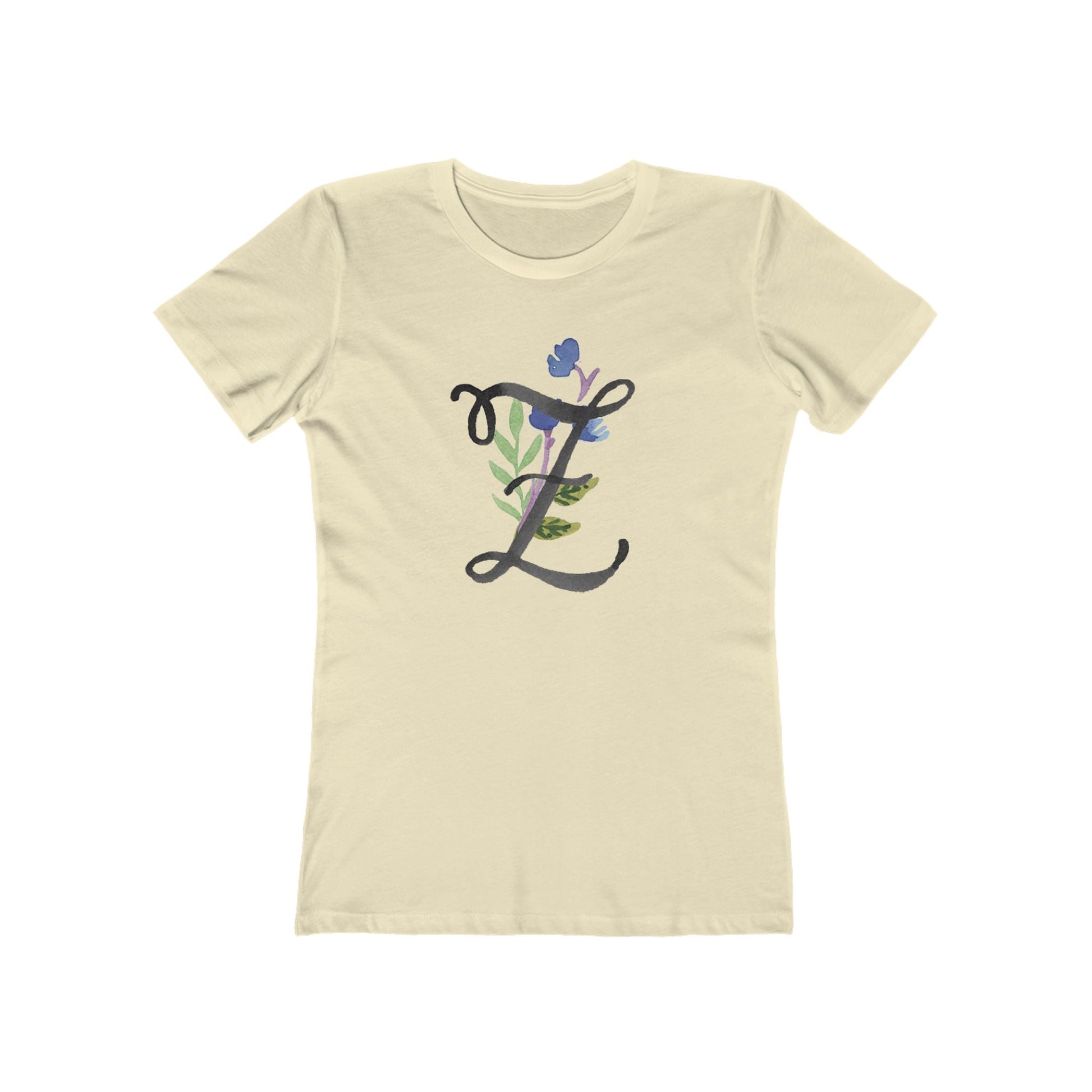 Clothing Stuff > Shirts & Tops > Women's Slim Fit Tee Watercolor Flower Letter Z T-Shirt – Garden Nerd Tee for Plant Moms