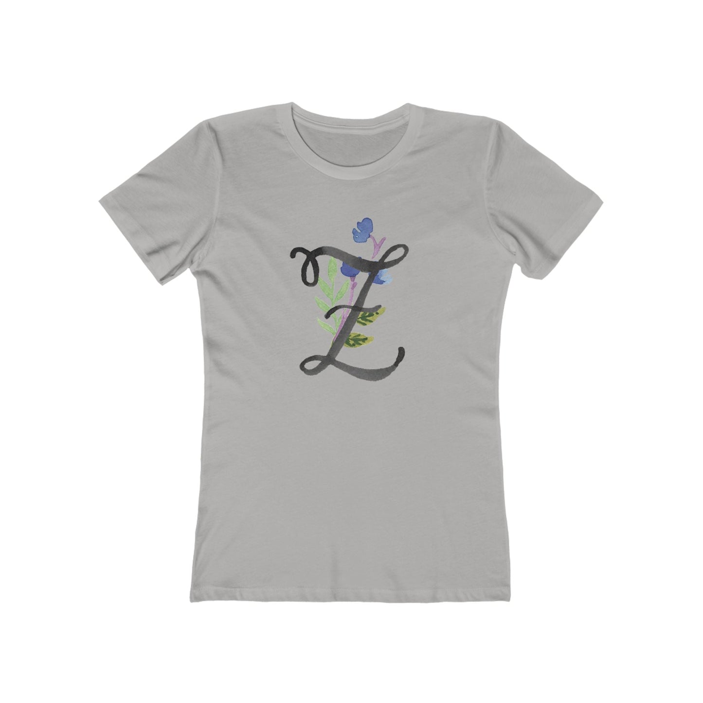 Clothing Stuff > Shirts & Tops > Women's Slim Fit Tee Watercolor Flower Letter Z T-Shirt – Garden Nerd Tee for Plant Moms