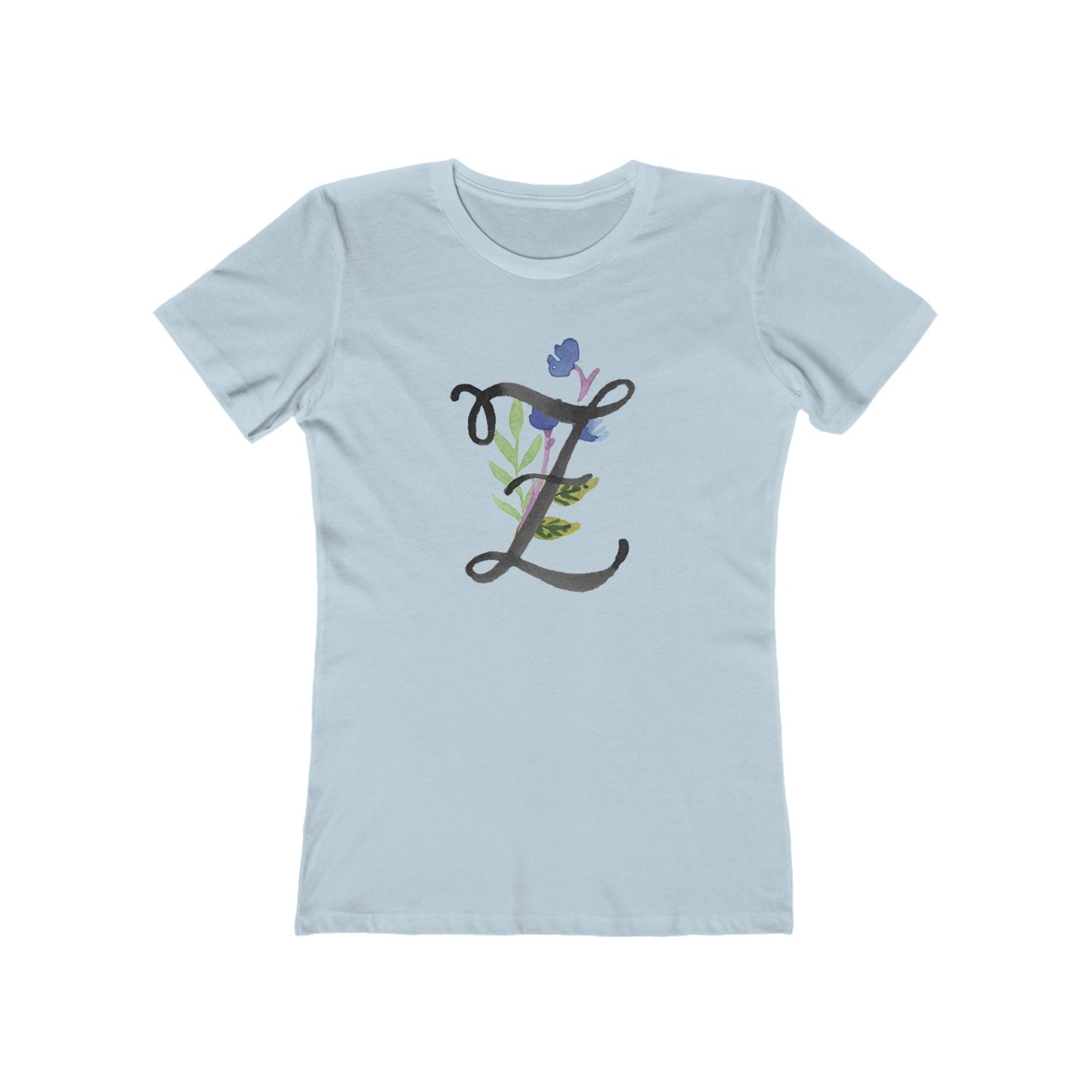 Clothing Stuff > Shirts & Tops > Women's Slim Fit Tee Watercolor Flower Letter Z T-Shirt – Garden Nerd Tee for Plant Moms