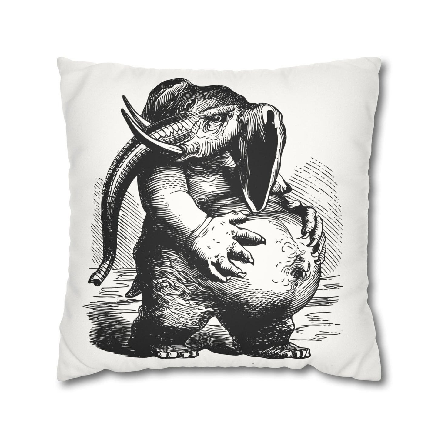 Behemoth from Dictionnaire Infernal 1863 — Victorian gothic elephant engraving throw pillow | variant