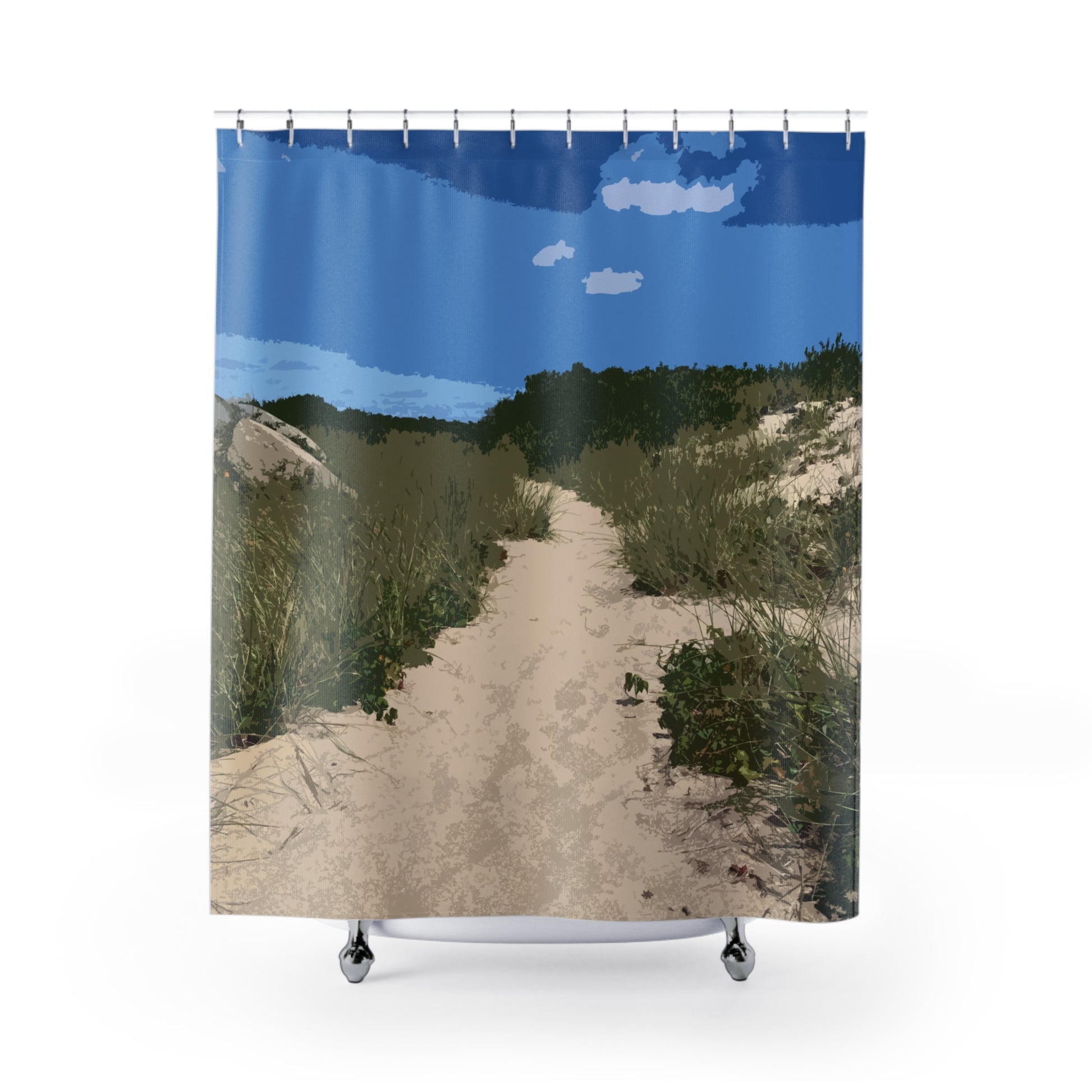 Cape Cod Beach Path Shower Curtain — Coastal Home Decor — Primary Image