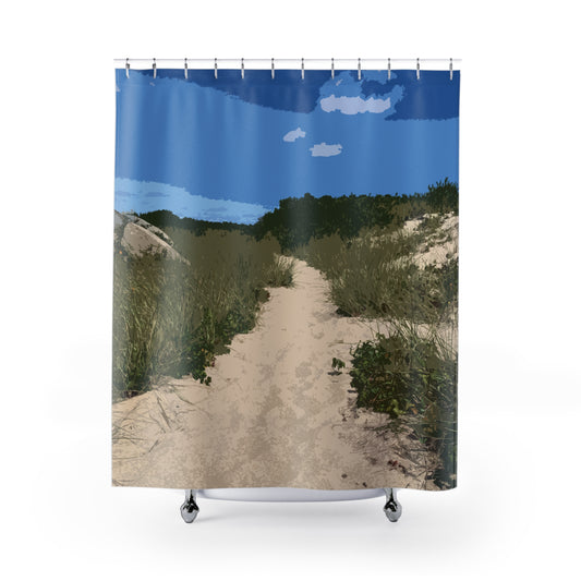 Cape Cod Beach Path Shower Curtain — Coastal Home Decor — Primary Image