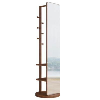 Closet Nerd’s 2-in-1 Dressing Mirror & Organizer | Space-Saving Rotating Stand in Walnut Wood