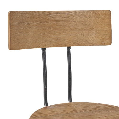 Rustic Apothecary Bar Stool with Back – Solid Wood & Iron