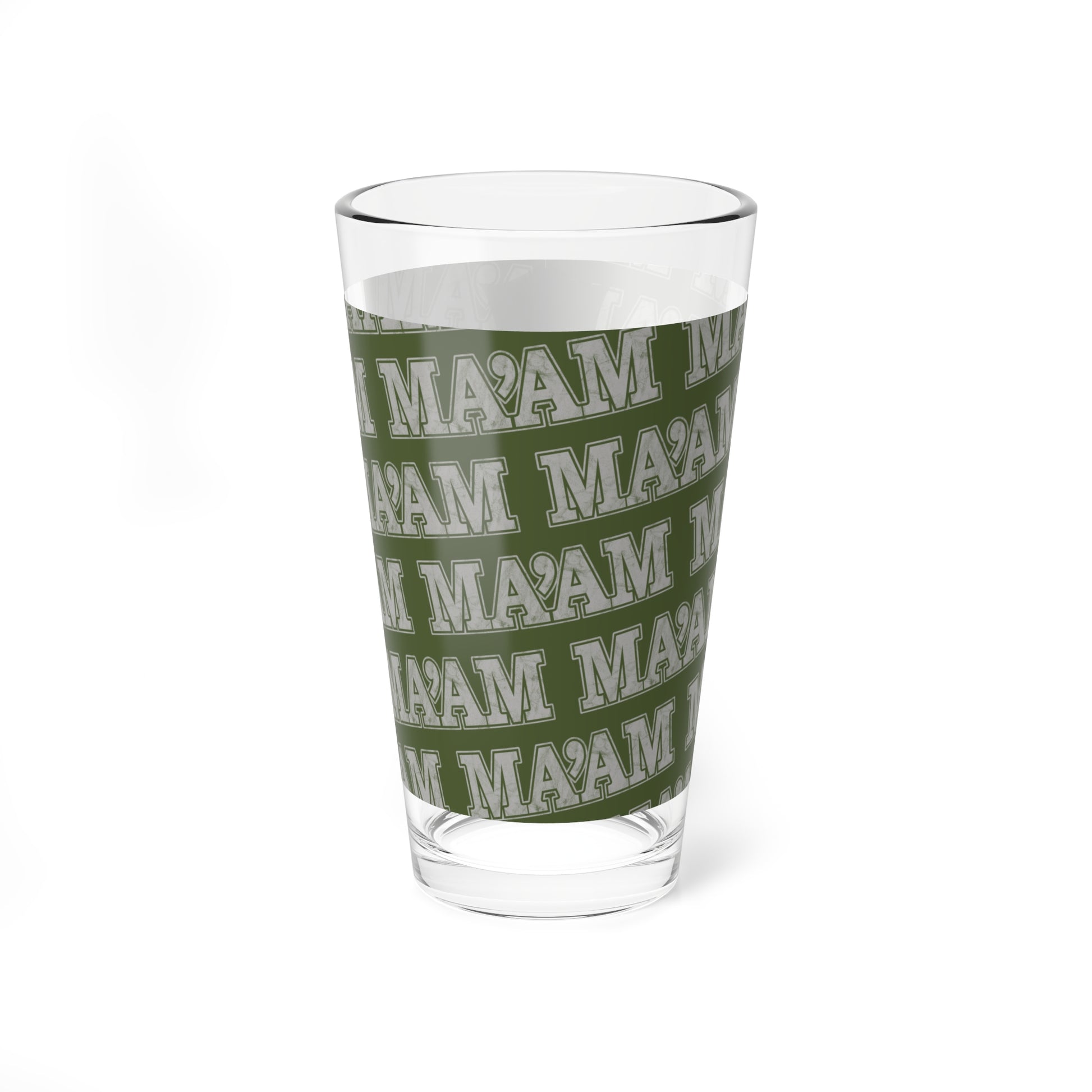 Ma’am 16oz Pint Glass with Distressed Typography