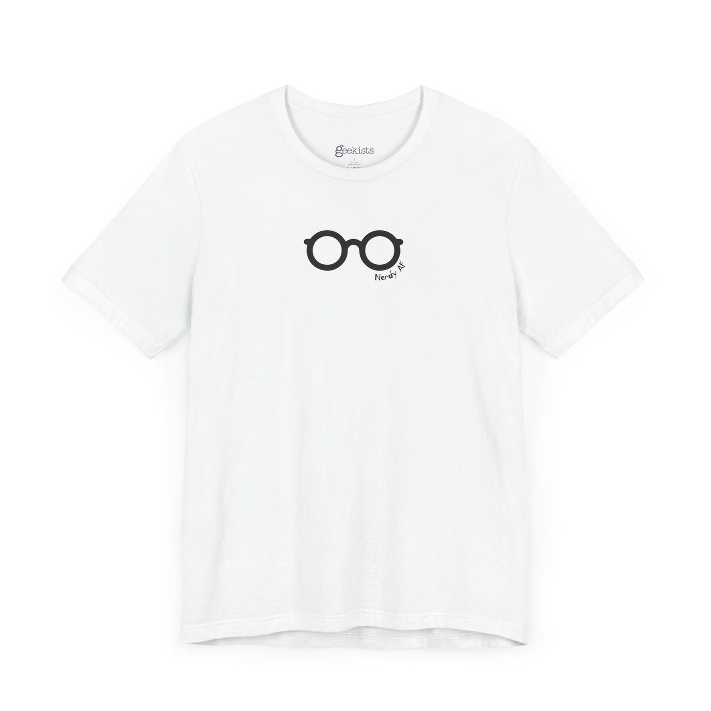 White-5XL Clothing Stuff > Shirts & Tops > Lightweight Jersey Tee Nerdy AF Graphic Tee | Unisex Funny Nerd Shirt for Geeks