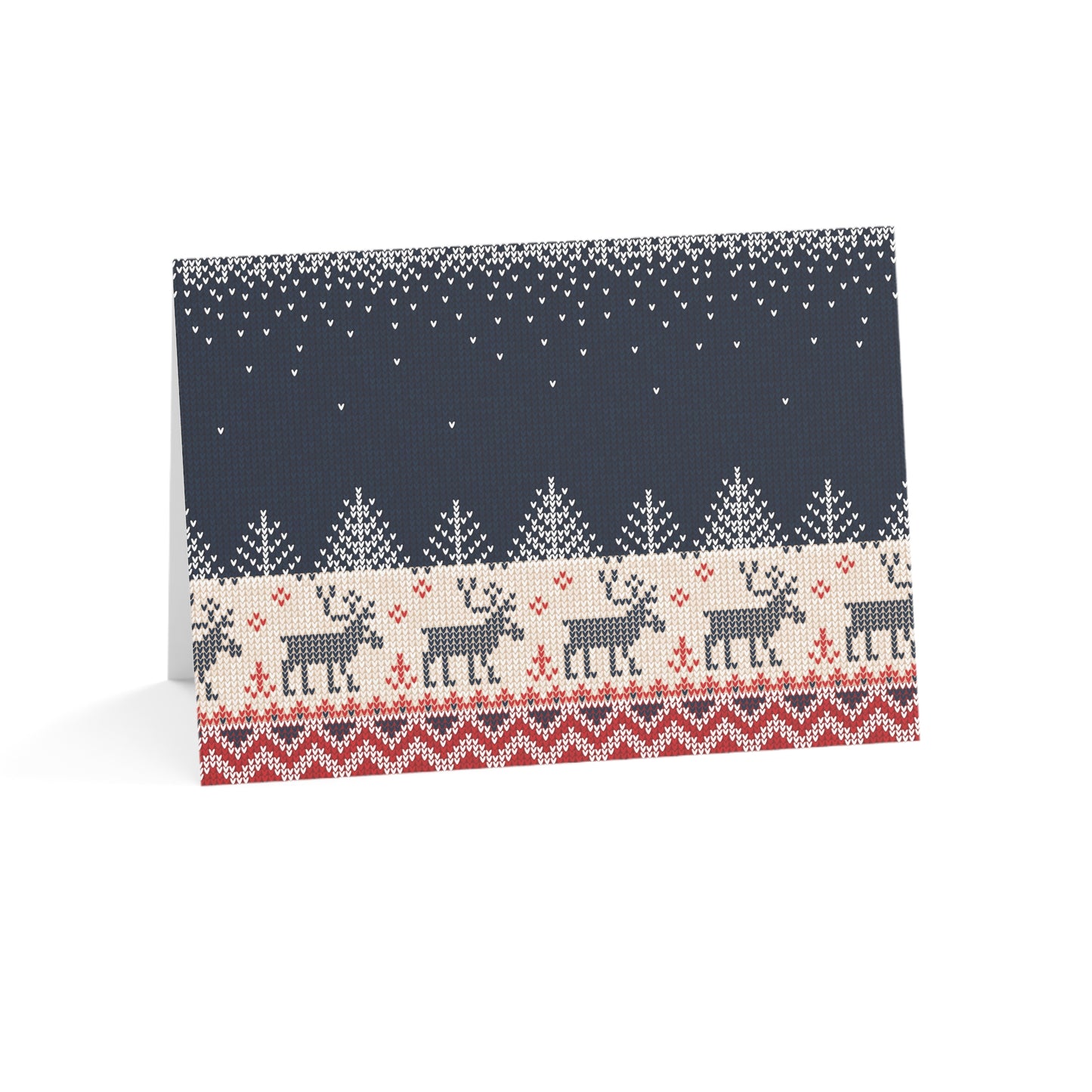 Personalized Ugly Reindeer Sweater Greeting Cards | Custom Knit-Look Christmas Stationery