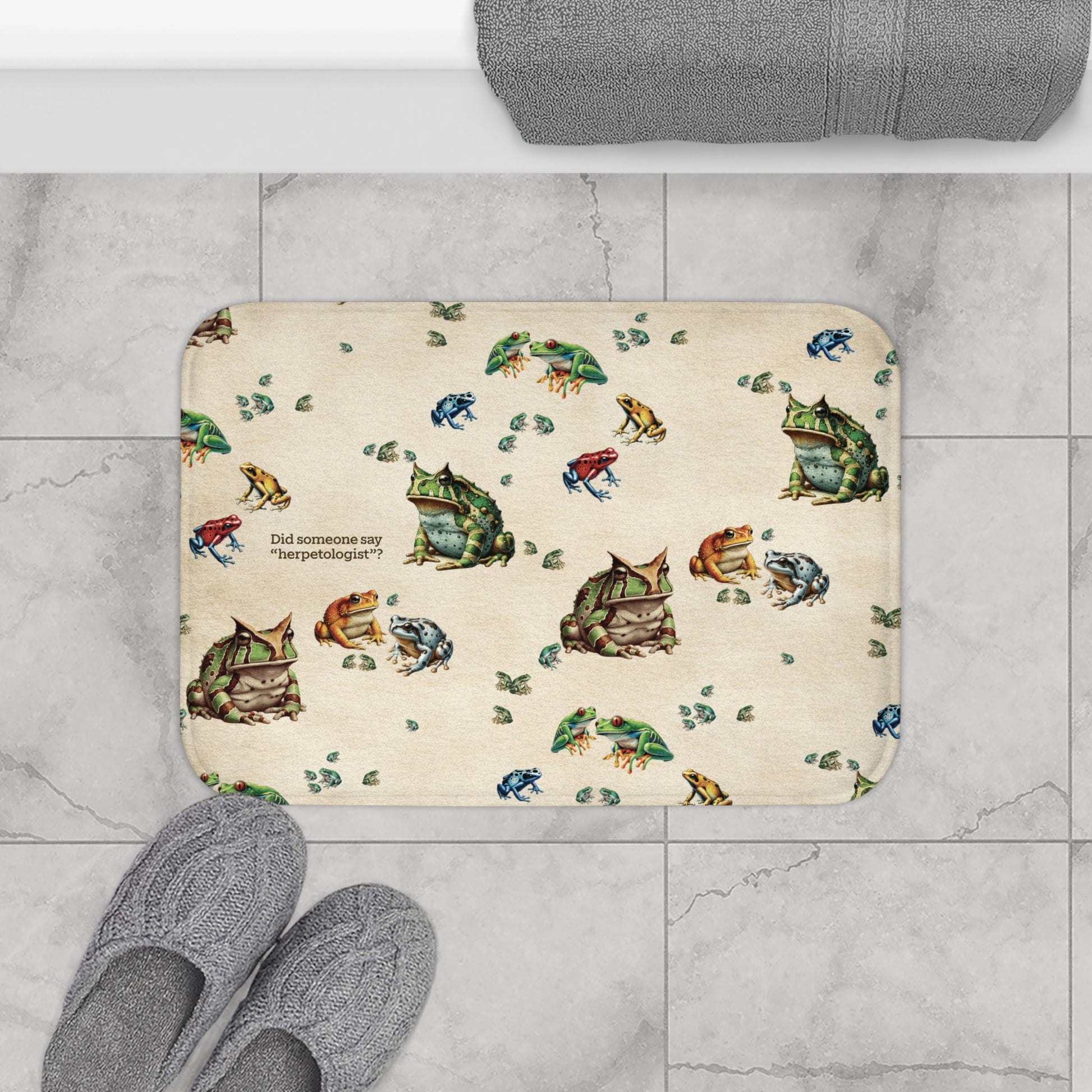 24-17 Home Decor Frog Memory Foam Bath Mat | “Did Someone Say Herpetologist?” | Nerdy Bathroom Decor