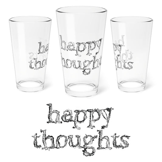 Home Stuff > Kitchen & Dining > 16oz Pint Glass Happy Thoughts Pint Glass | Ironic Dark Humor 16oz Drinking Glass