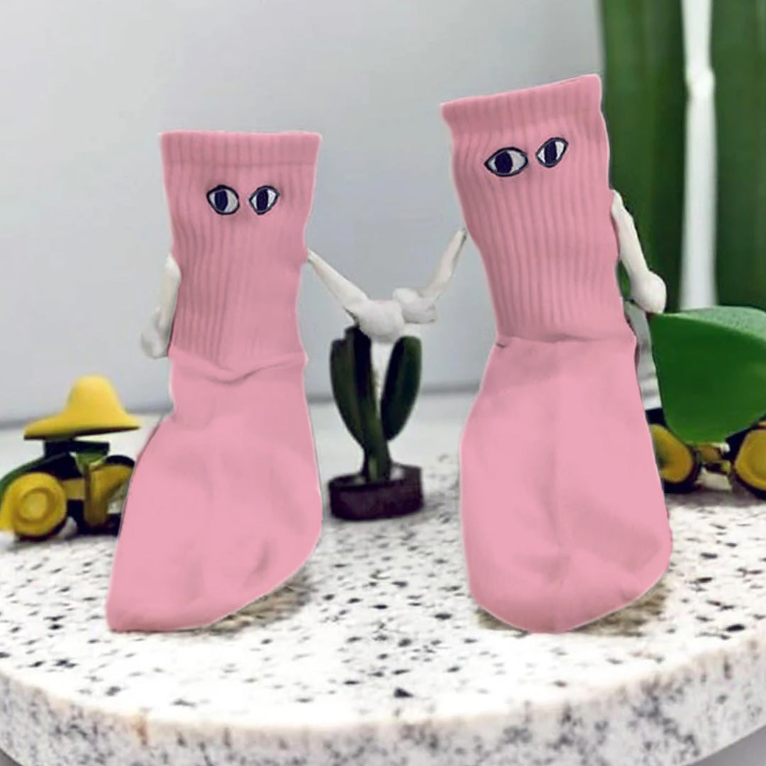 Accessories & Shoes Pink Hand-Holding Magnetic Socks | Embroidered Couple or Solo Gift