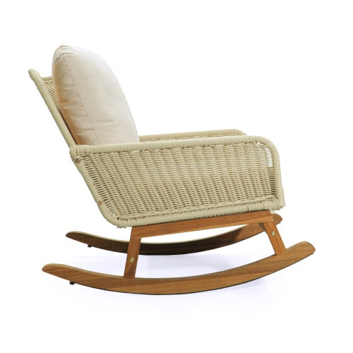 Furniture Indoor Outdoor Wooden Rocking Chair with Cushions | Cozy Reading Chair for Book Nerds Small Spaces | 1pc 2pc 3pc