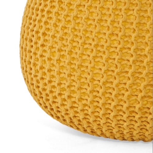 Home Decor Sunny Yellow Kids Seat – Chunky Knit Cotton Seat for Games & Small Spaces