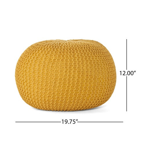 Home Decor Sunny Yellow Kids Seat – Chunky Knit Cotton Seat for Games & Small Spaces