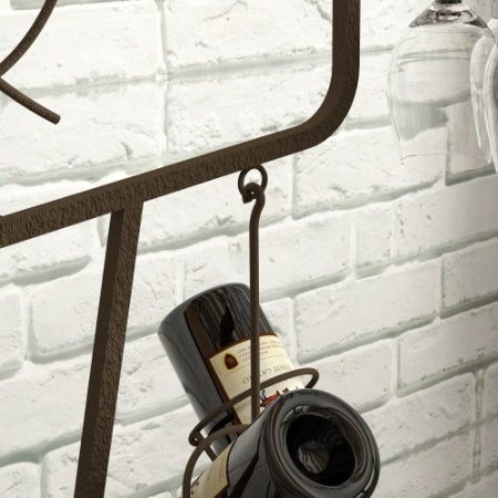 French Waiter Wine Rack | Freestanding Metal Wine Server with Glass & Bottle Storage
