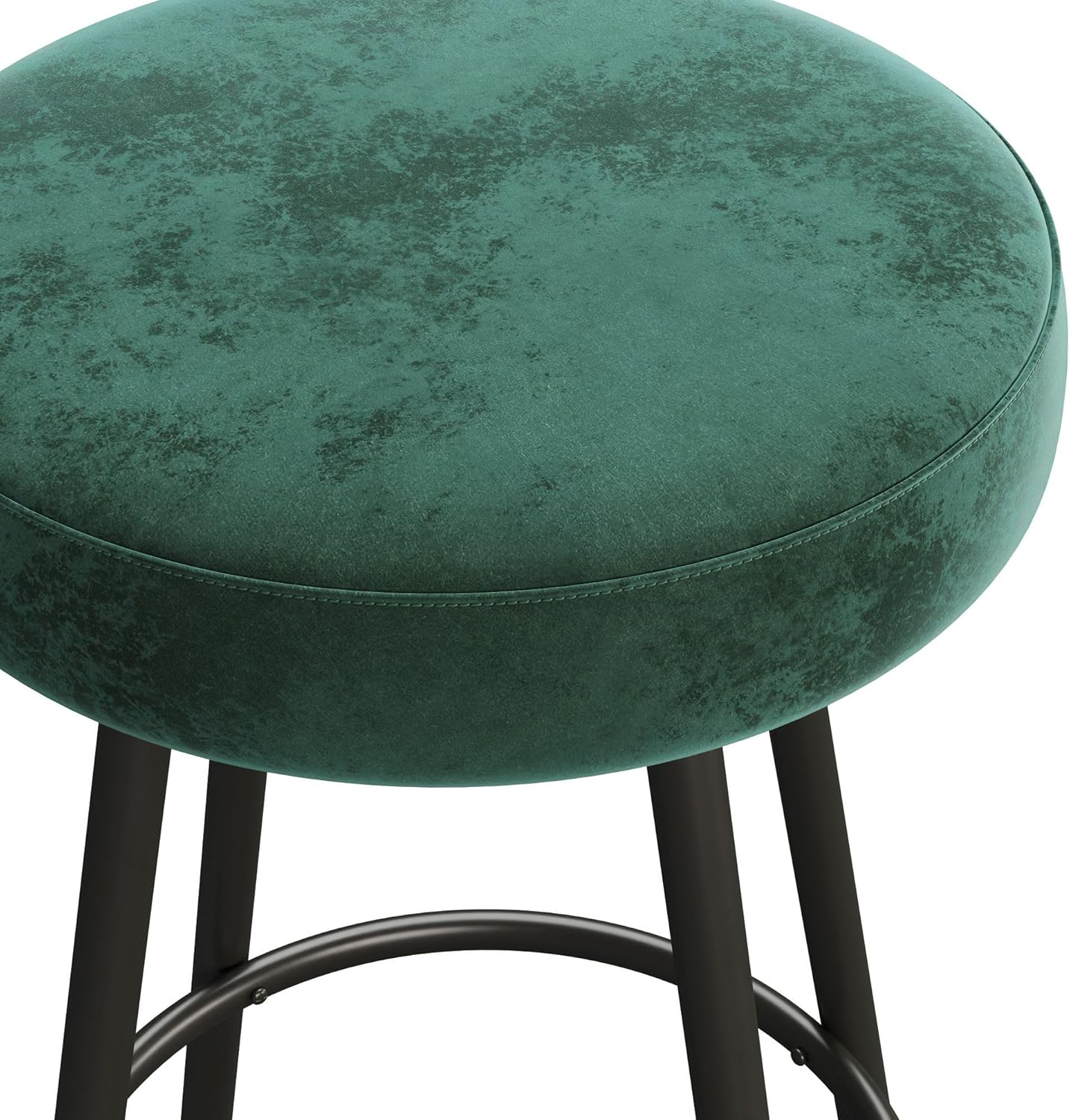 Home Stuff > Furniture > Backless Velvet Bar Stools Forest Green Velvet Bar Stools – Set of 2 | Matte Metal Base, Bar Height, Nerd-Approved Glam