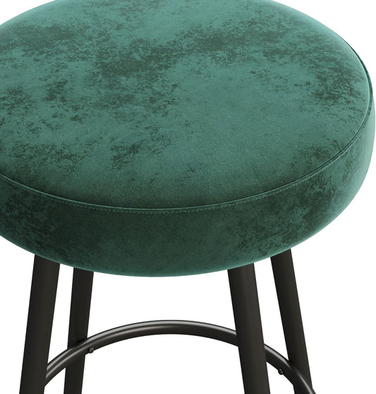 Home Stuff > Furniture > Backless Velvet Bar Stools Forest Green Velvet Bar Stools – Set of 2 | Matte Metal Base, Bar Height, Nerd-Approved Glam