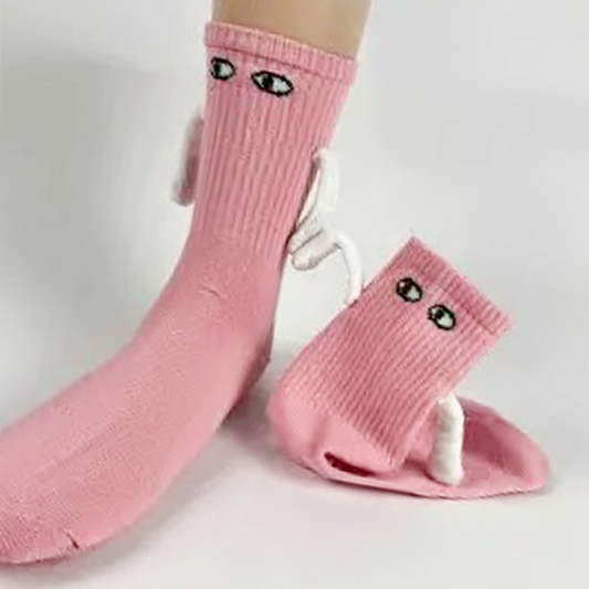 Accessories & Shoes Pink Hand-Holding Magnetic Socks | Embroidered Couple or Solo Gift