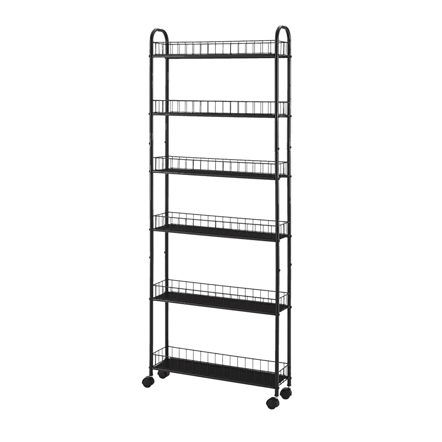 Home Stuff > Furniture > Storage > Tall 6-Tier Cart Pull-Out Iron Organizer for Small Spaces – Sturdy Vertical Storage with Wheels