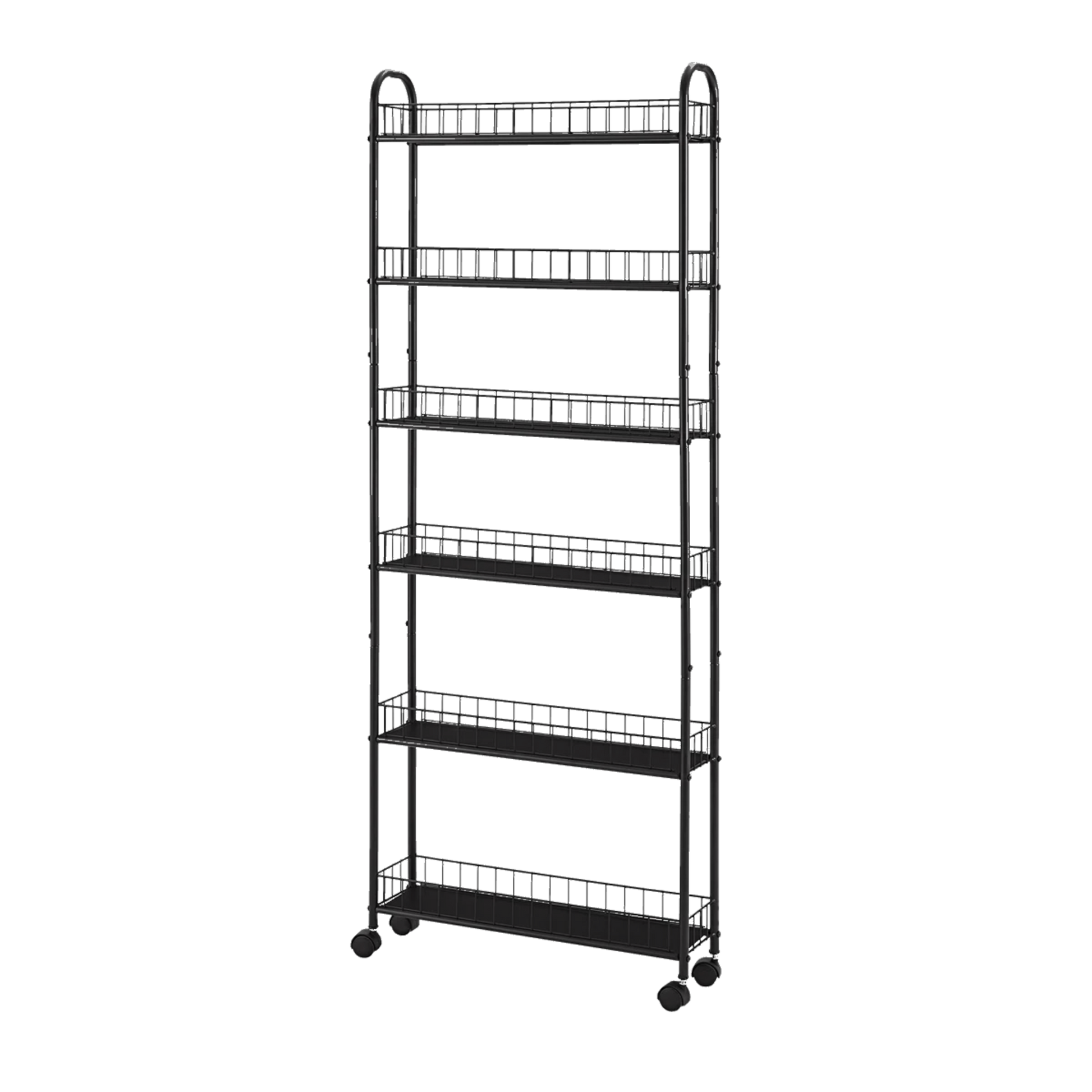 Home Stuff > Furniture > Storage > Tall 6-Tier Cart Pull-Out Iron Organizer for Small Spaces – Sturdy Vertical Storage with Wheels