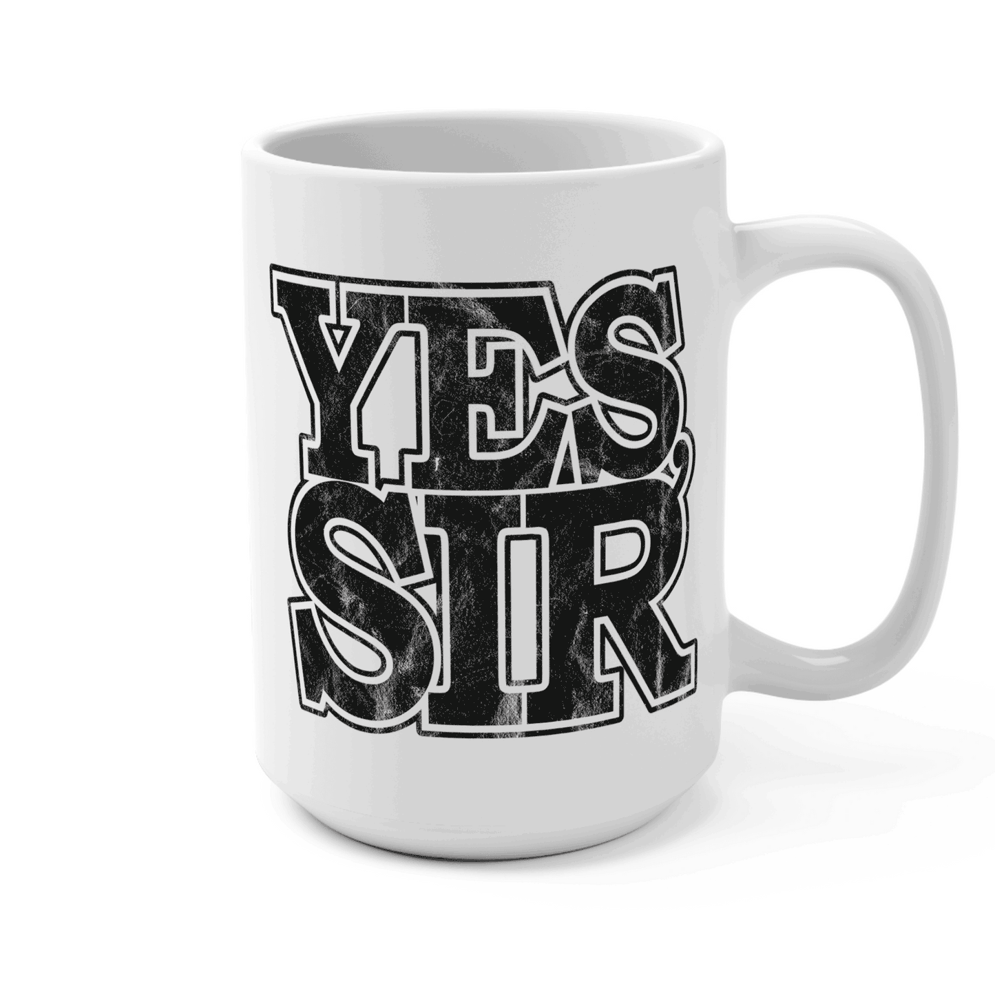 Sir Yes Sir 15oz Coffee Mug with Distressed Typography
