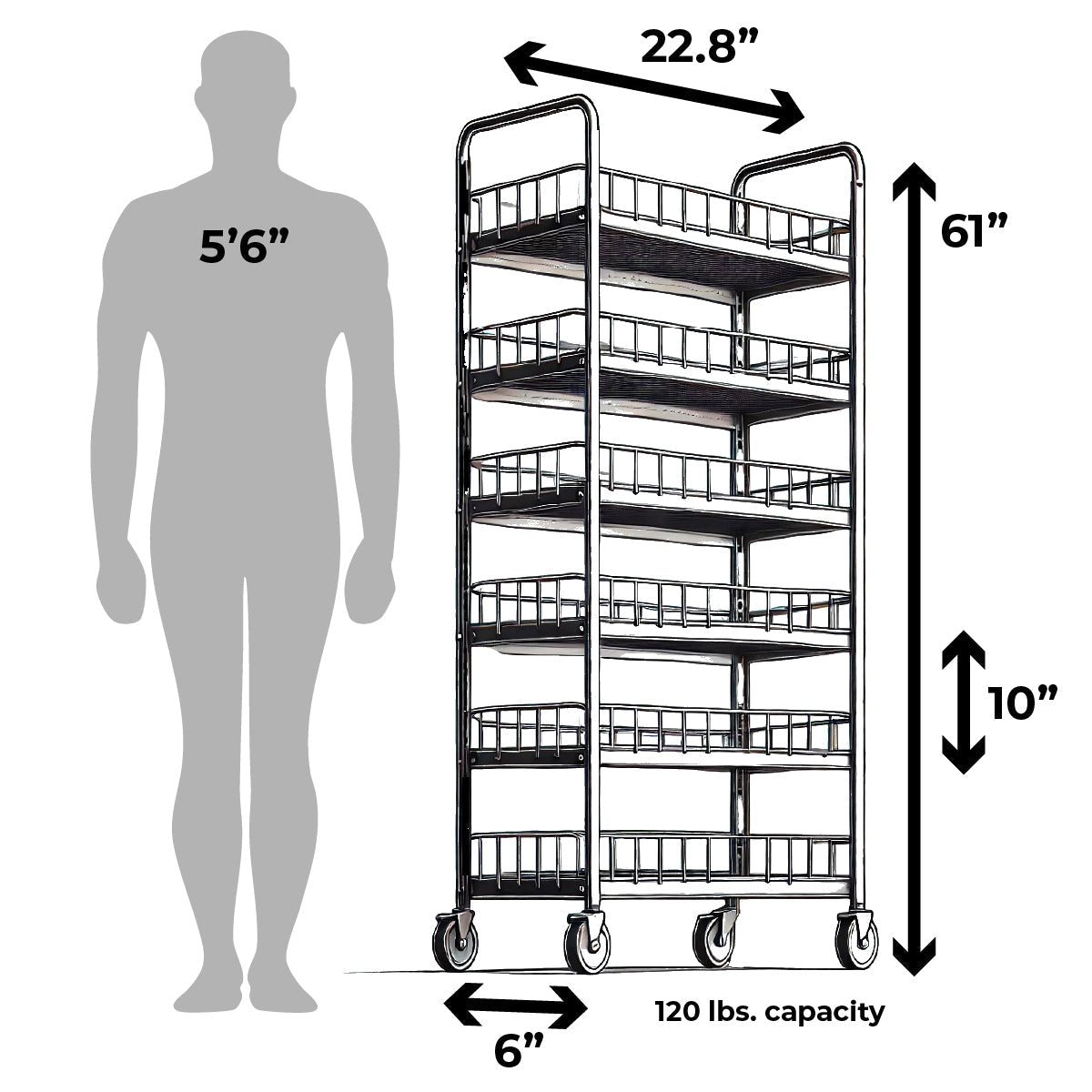 Home Stuff > Furniture > Storage > Tall 6-Tier Cart Pull-Out Iron Organizer for Small Spaces – Sturdy Vertical Storage with Wheels