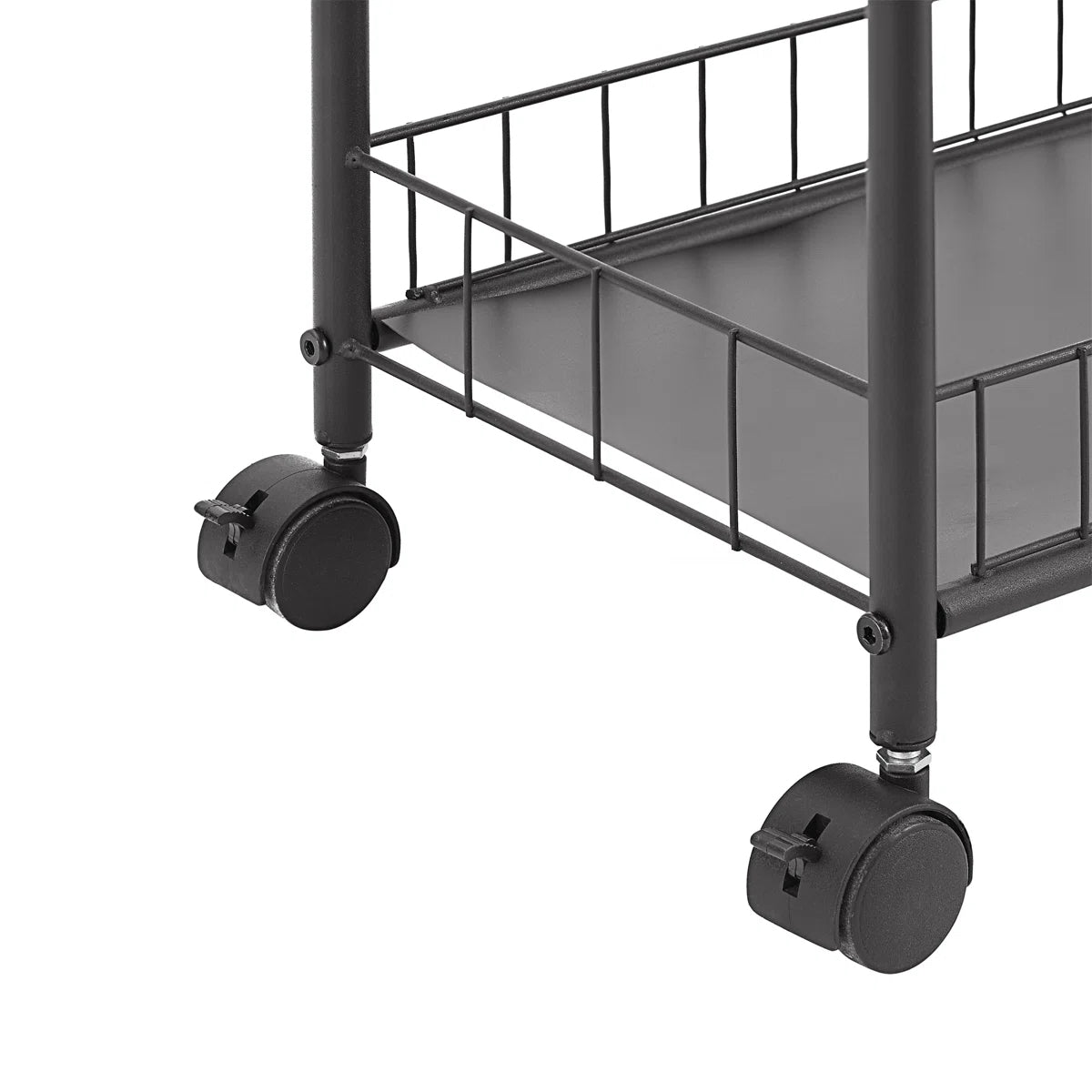 Home Stuff > Furniture > Storage > Tall 6-Tier Cart Sturdy Black Cast Iron Storage Tower with Railings and Wheels for Flex Spaces