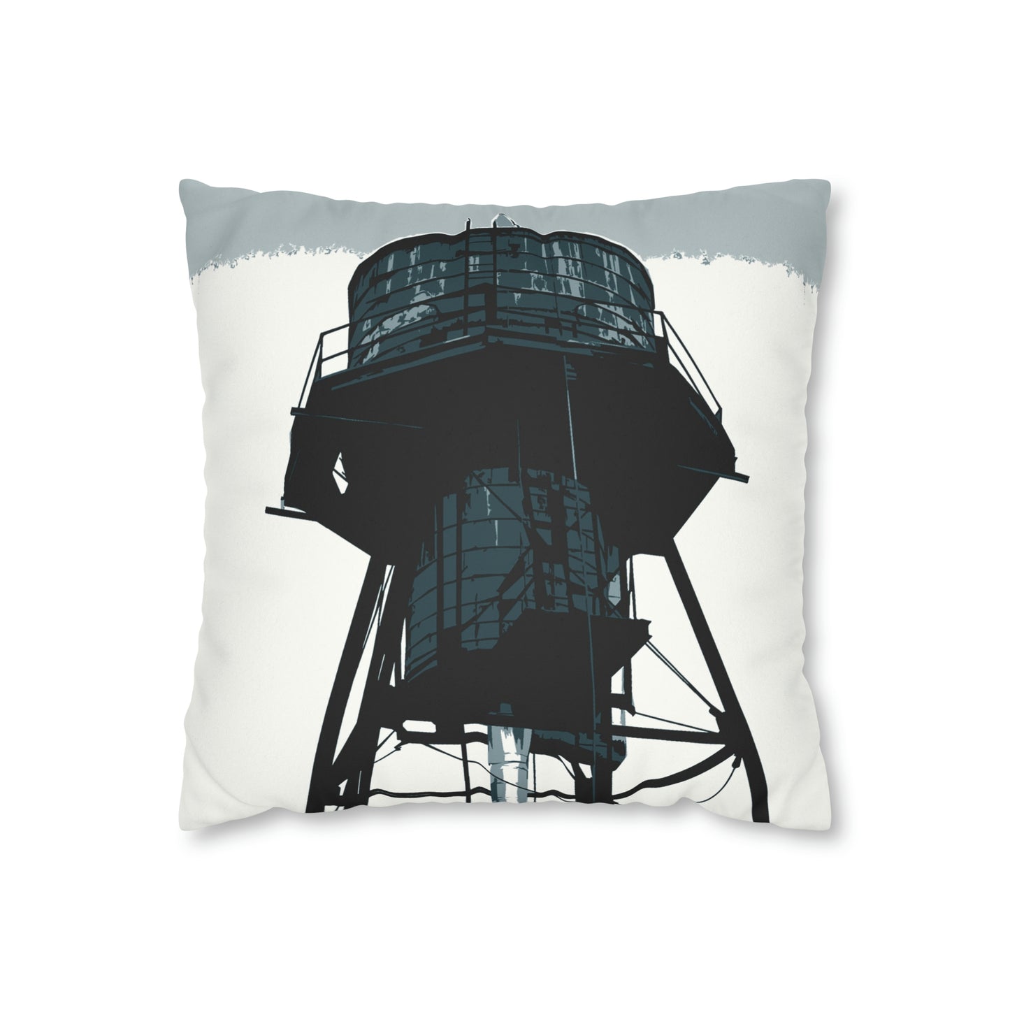 NYC Water Tower Faux Suede Throw Pillow Case — Graphic — Front