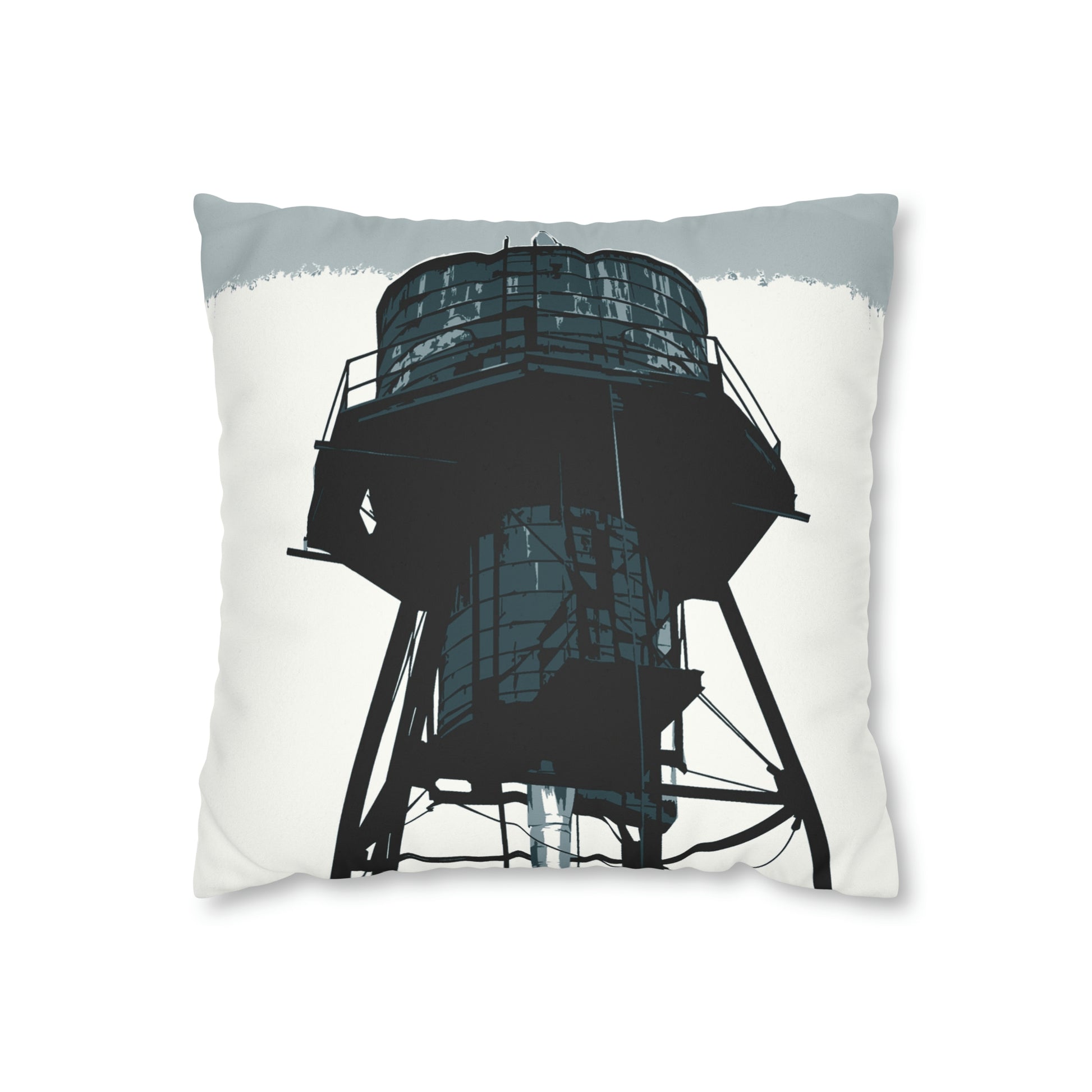 NYC Water Tower Faux Suede Throw Pillow Case — Graphic — Front