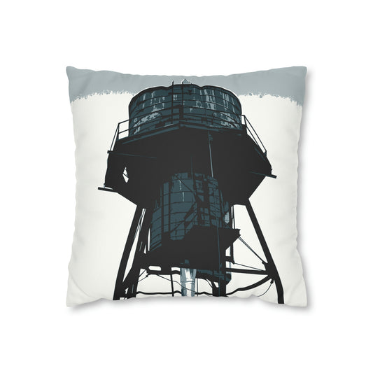 NYC Water Tower Faux Suede Throw Pillow Case — Graphic — Front