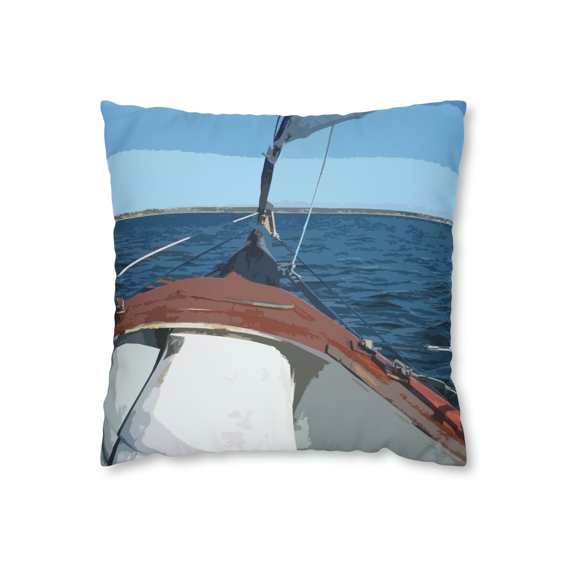 Cape Cod Sailboat Pillow Cover — Coastal Home Decor — Primary Image