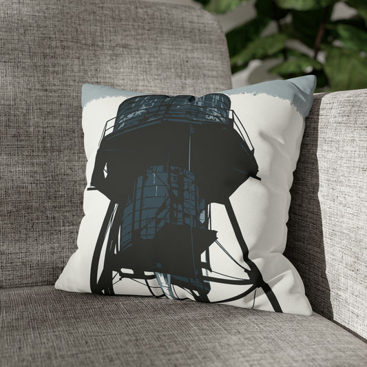 NYC Water Tower Faux Suede Throw Pillow Case — Graphic — Detail