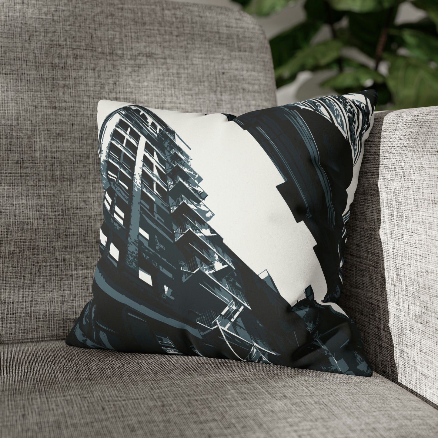 SoHo NYC Grunge Faux Suede Throw Pillow Case — Graphic — Detail
