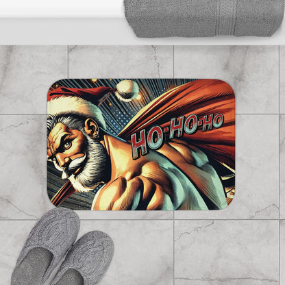 Ho-Ho-Ho! Naughty Santa Claus Bath Mat | Big Hanging Sack Festive Bathroom Humor