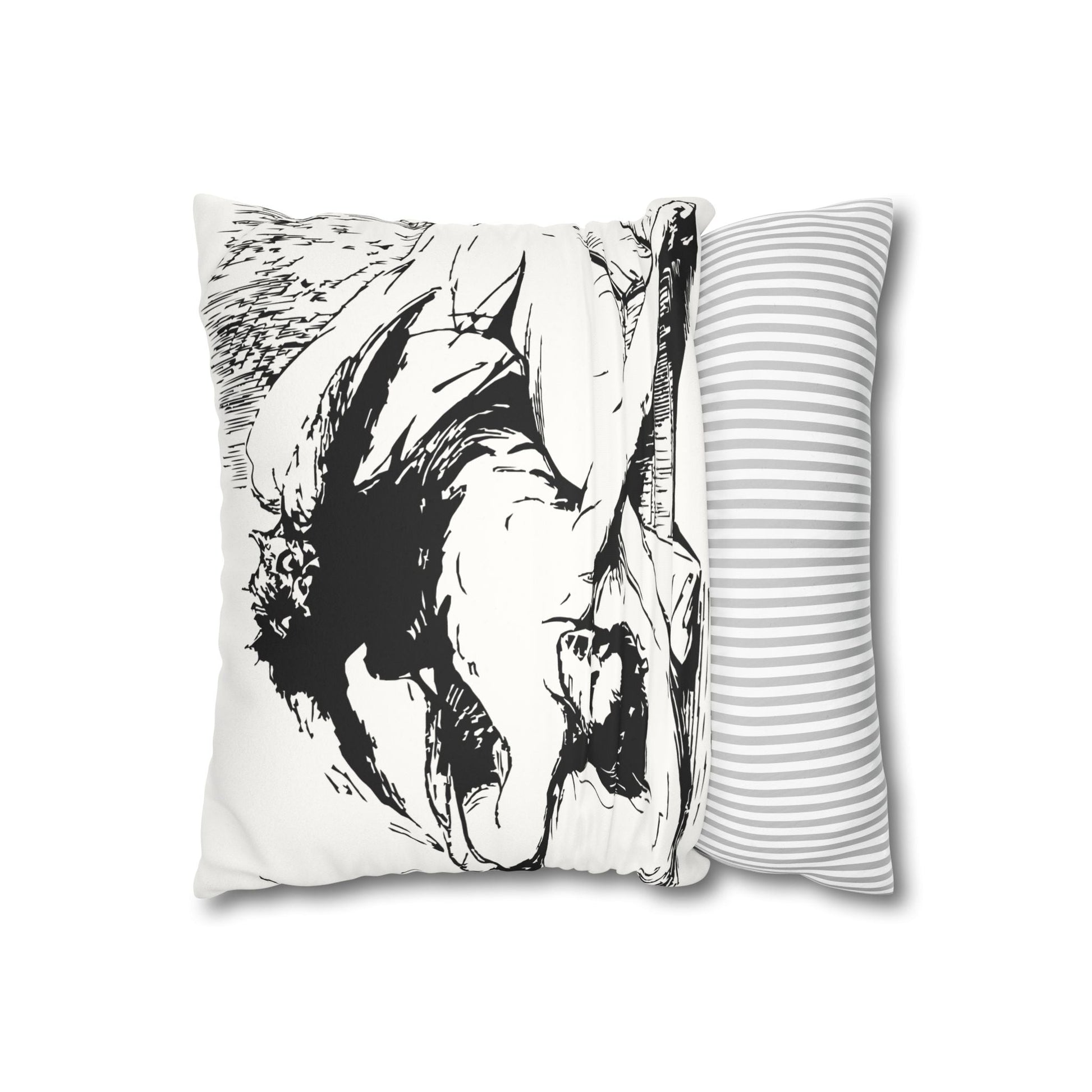 Ephialtes from Dictionnaire Infernal 1863 — Victorian gothic nightmare engraving throw pillow | back unzipped