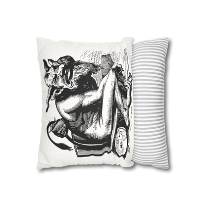 Belphégor from Dictionnaire Infernal 1863 — Victorian gothic sloth demon engraving throw pillow | back unzipped