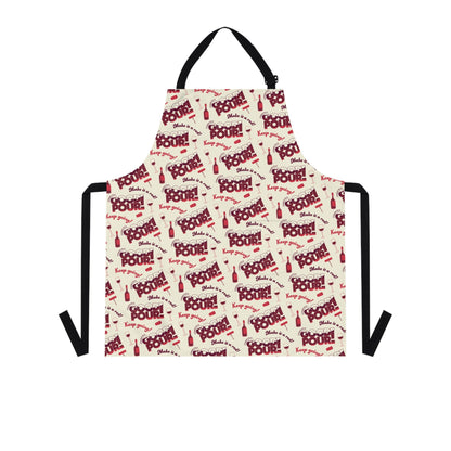 One-size-Black All Over Prints Cheers to a Good Pour | Wine-Themed Kitchen Apron | Adjustable Cooking & Grilling Apron