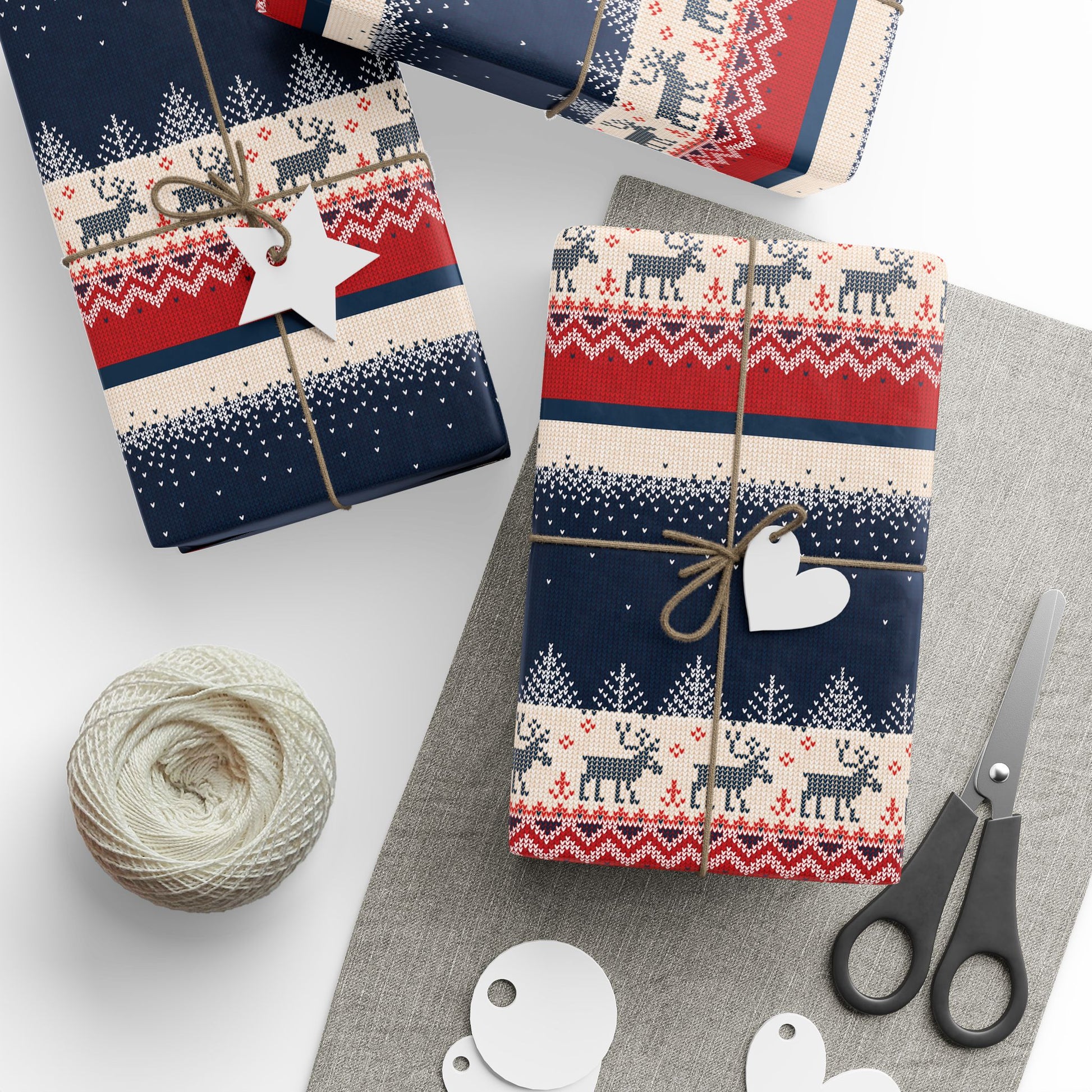 Home Decor Ugly Reindeer Sweater Wrapping Paper | Festive Knit-Effect Christmas Gift Wrap Roll