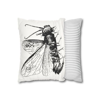 Belzebuth from Dictionnaire Infernal 1863 — Victorian gothic insect engraving throw pillow | back unzipped