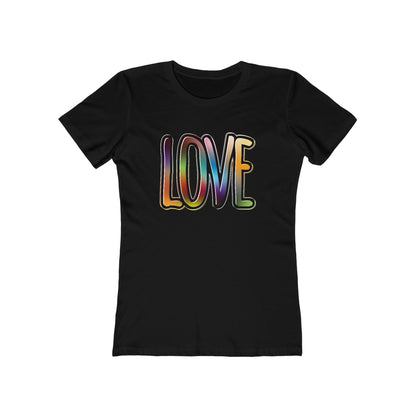 Big Love, Love Big | Bold Rainbow Typography Women’s Slim Fit T-Shirt for Valentine’s, Pride, and More