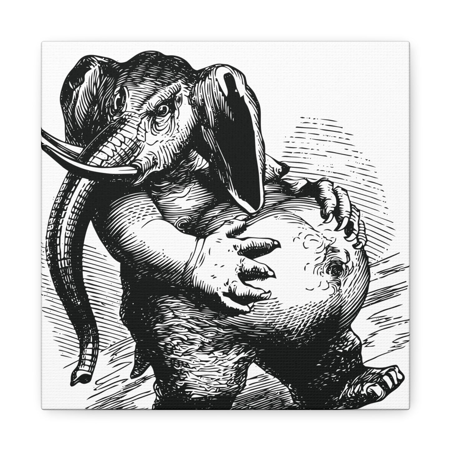 Behemoth from Dictionnaire Infernal 1863 — Victorian gothic elephant engraving canvas wall art | hero