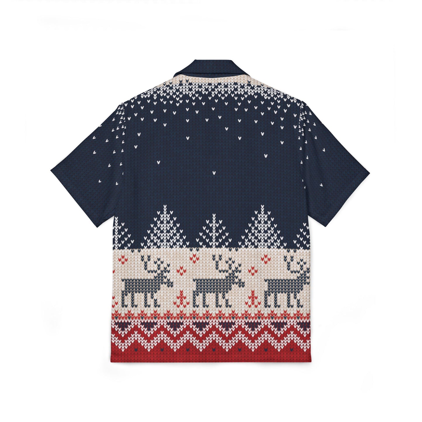 Ugly Reindeer Sweater Men’s Hawaiian Camp Shirt | Festive Knit-Look Button-Up | Funny Holiday Fashion