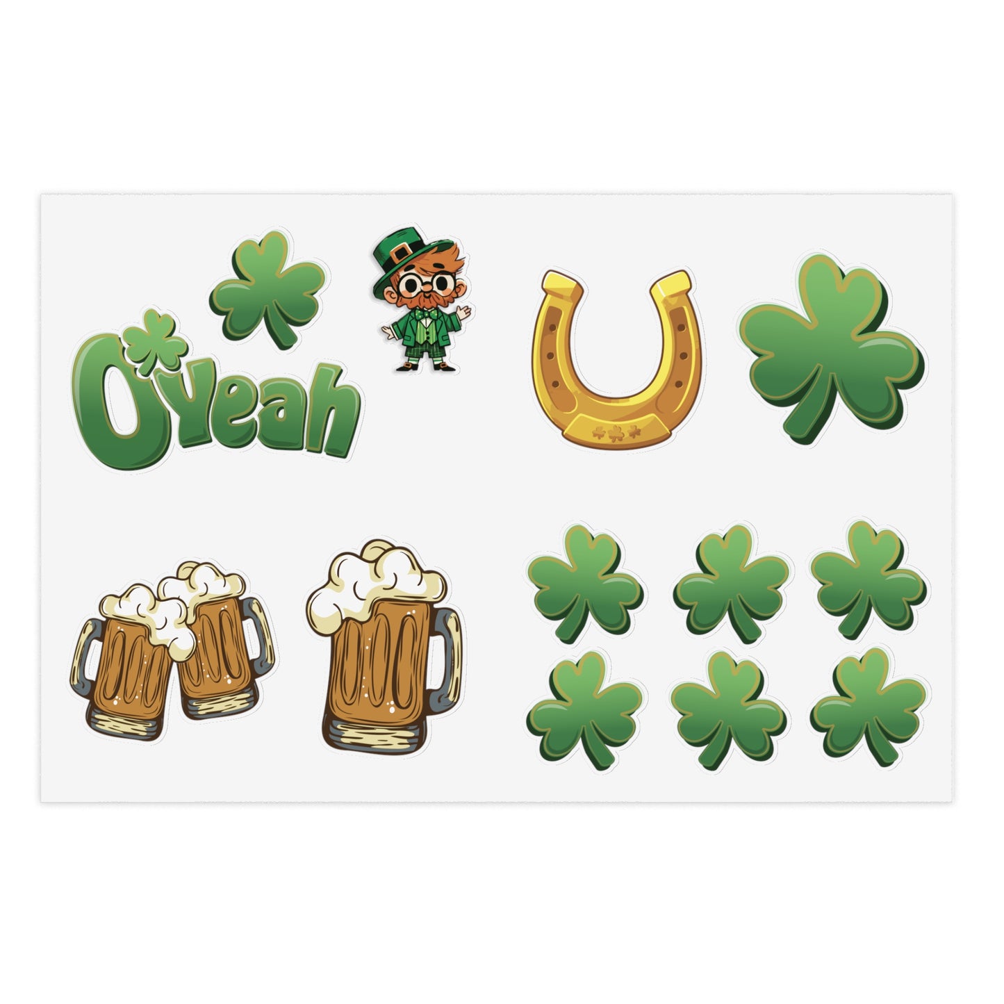 Find the Nerdy Leprechaun Sticker Sheet | St. Patrick’s Day Vinyl Decals | Irish-Themed Stickers