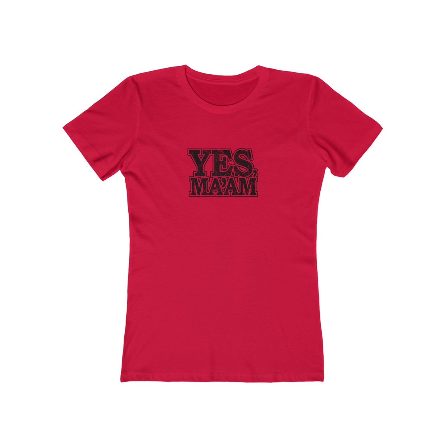 Solid-Red-L T-Shirt Yes Ma'am! Alpha Female Military Nerd T-Shirt | Distressed Command Tees for LGBTQ+ Army Families