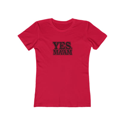 Solid-Red-L T-Shirt Yes Ma'am! Alpha Female Military Nerd T-Shirt | Distressed Command Tees for LGBTQ+ Army Families