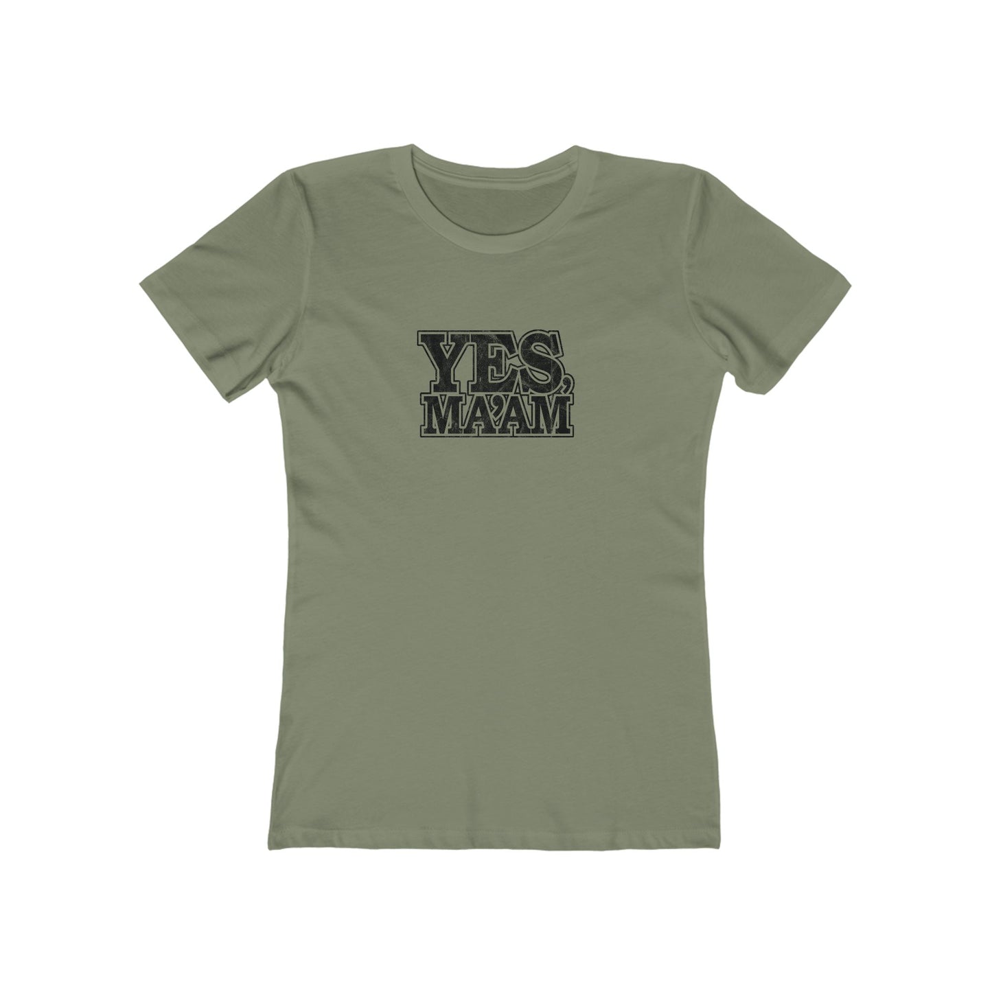 Solid-Light-Olive-3XL T-Shirt Yes Ma'am! Alpha Female Military Nerd T-Shirt | Distressed Command Tees for LGBTQ+ Army Families