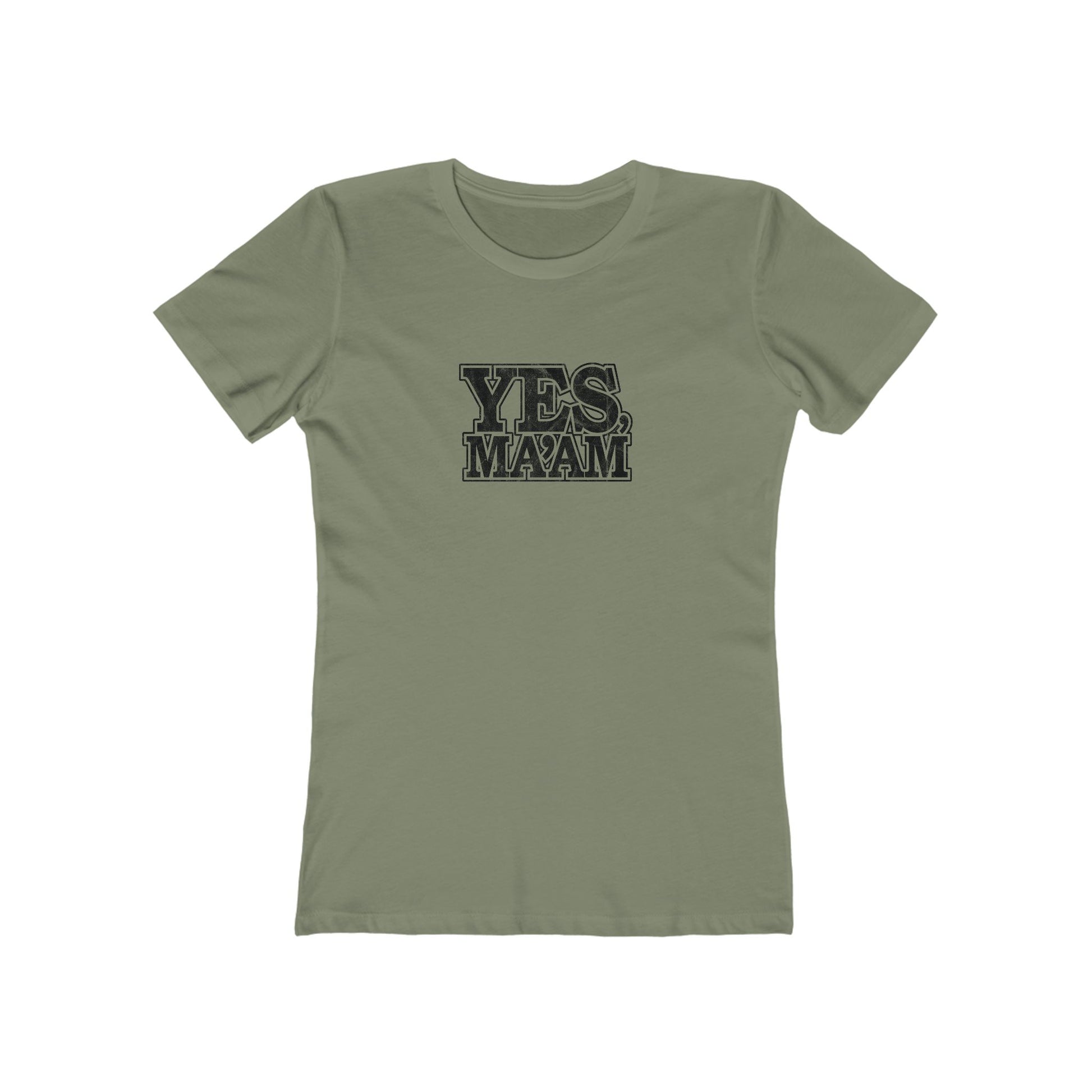 Solid-Light-Olive-3XL T-Shirt Yes Ma'am! Alpha Female Military Nerd T-Shirt | Distressed Command Tees for LGBTQ+ Army Families