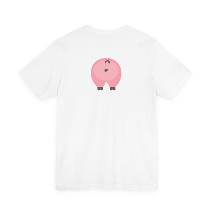 White / 5XL T-Shirt Pink 'Oink' Jersey Double-Sided Tee - Dirty Pigs, Bubble Butt Graphic, Ethical Soft Cotton, Unisex S-3XL