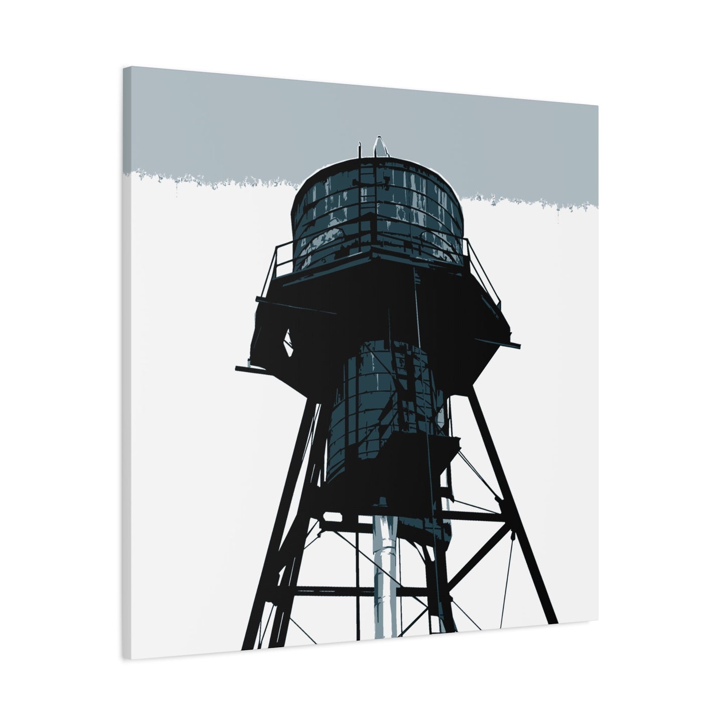 NYC Water Tower Square Stretched Canvas Print — Graphic — Detail