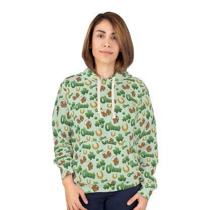 Find the Nerdy Leprechaun Hoodie | Interactive St. Patrick’s Day Print | Shamrocks & Frothy Beer